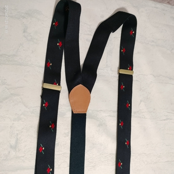Men's Suspenders Adjustable Black Abstract Textured Straps Formal - Picture 3 of 8